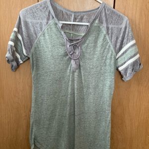 Green and grey shirt sleeve shirt